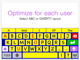 Keedogo keyboard - text Optimize for each user Select ABC or QWERTY