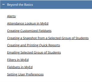 list of items to download for beyond basics in myed