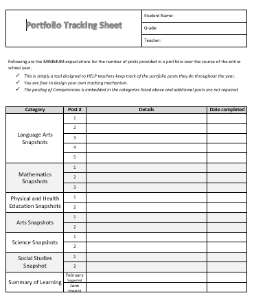 Individual Student Tracking Sheet