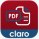 Claro pdf pro app logo red square with a PDF paper icon and the works PDF and Claro written on the bottom