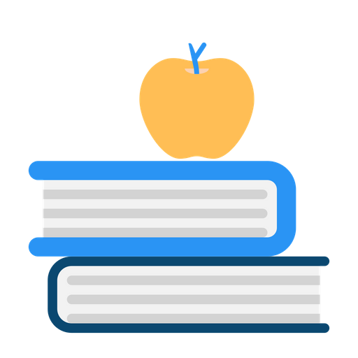 two books stacked with apple on top