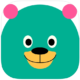 green bear head in cartoon style for Khan Academy kids icon