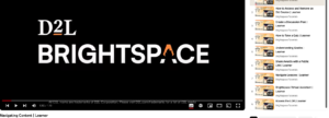 Screenshot of Brightspace youtube playlist.
