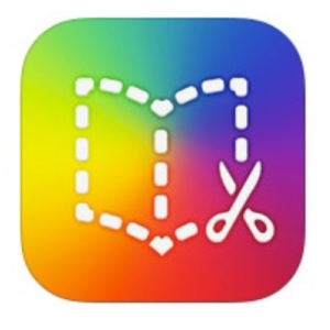 book creator icon multicoloured background with dotted line book