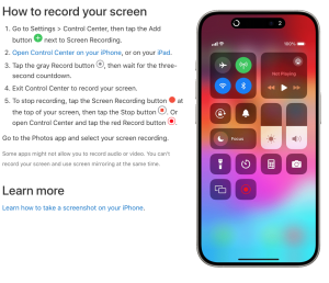 steps to screen record on an apple device