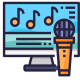 audio icon with computer with microphone
