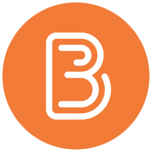 orange circle with white letter B