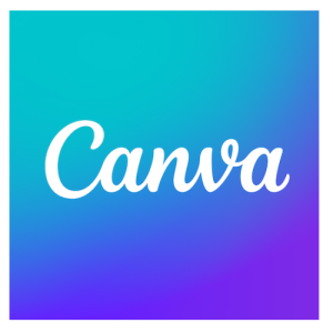 blue square with Canva written as a script inside