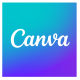 blue square with Canva written as a script inside