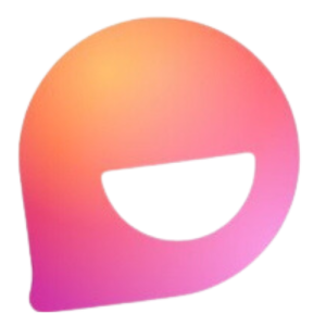 pink and orange raindrop shape with white mouth