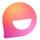 pink and orange raindrop shape with white mouth