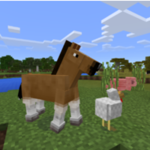 horse and chicken in tech graphic image
