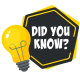 yellow light bulb with a black hexagon with did you know written inside it