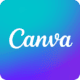 canva icon white writing on blue background