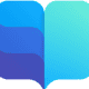 reading progress icon gradient blue and teal book shape icon