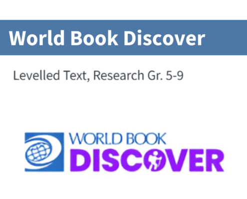 icon image with text explaining the app for World Book Discover