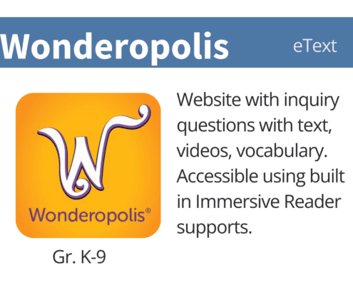 icon image with text explaining the app for wonderopolis