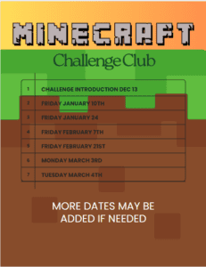 Aspen Minecraft Challenge Club Poster