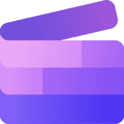 clipchamp video editor icon purple graphic clapboard