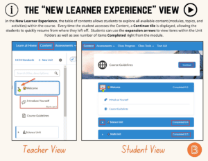 screenshot of new learner experience for Brightspace orange background with instructions