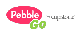 pebble go icon pink oval with white writing on white background