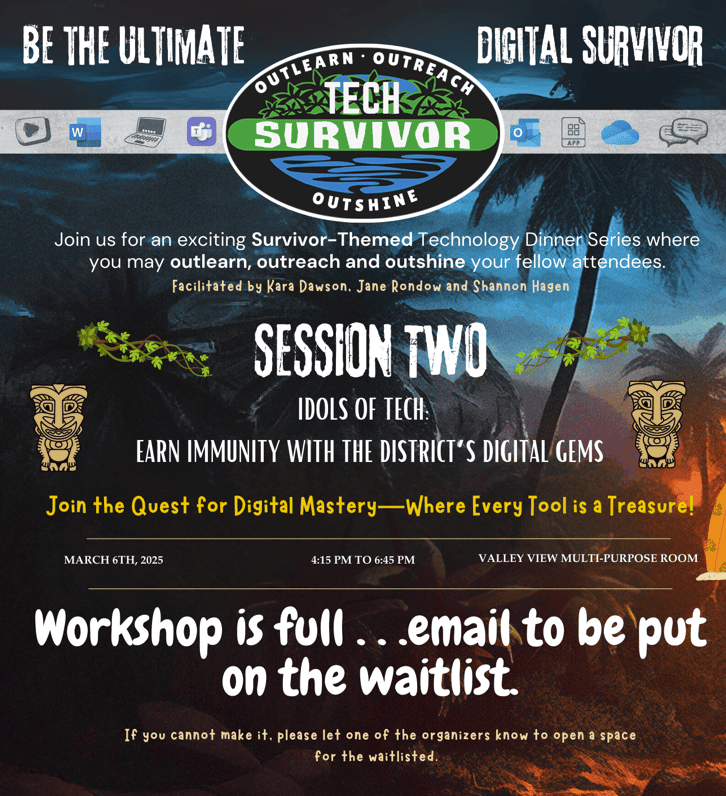 Poster of Session Two of Tech Survivor Dinner Series