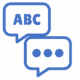icon for fluency blue speech bubble with ABC