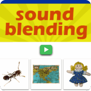 sound blending paly arrow ant, map, doll
