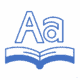 icon for vocabulary blue book with ABC