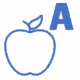 icon for phonics blue apple with letter A