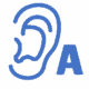 icon for phonological awareness blue ear with letter A