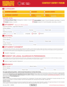 Entry Form for Remembrance Day Contest