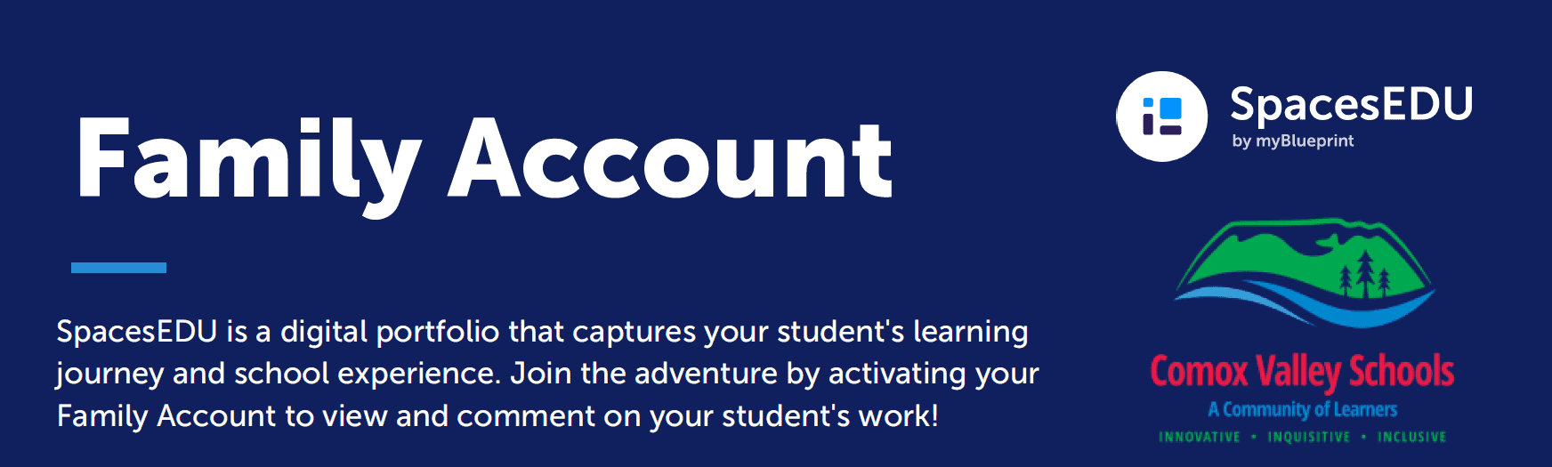 dark blue banner with white text