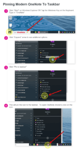 instructions for pinning onenote to taskbar
