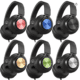 6 pack of black headphones with colours inserts