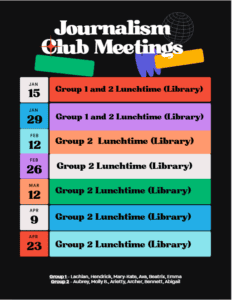 Journalism Club Meeting Schedule