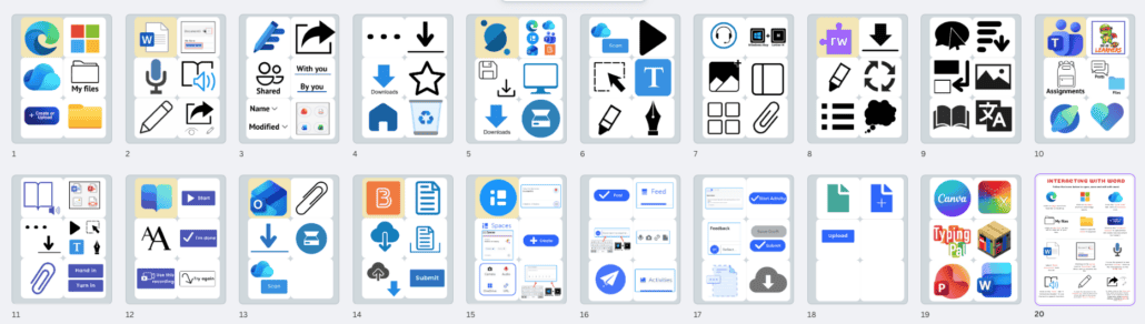 screenshot of the various learn by icon pages