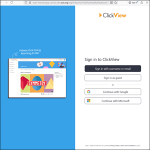 screenshot of clickview login window