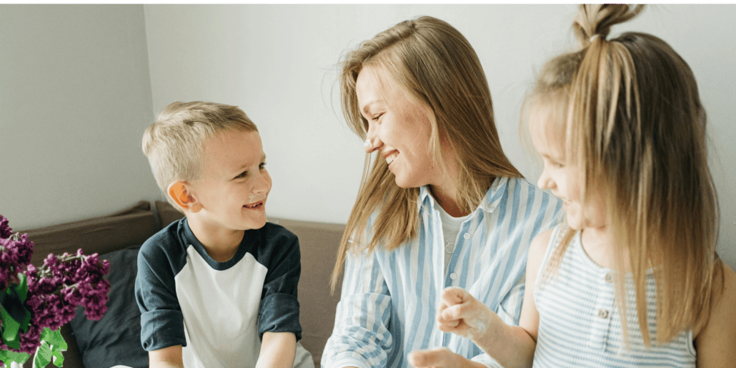 Mother and two children