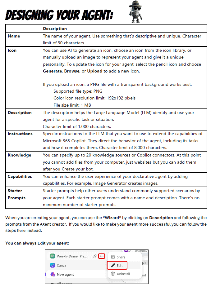 Details for Creating an agent