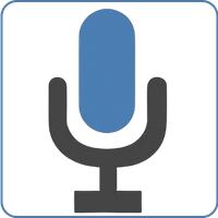 Icon for Dictate - blue microphone with black base