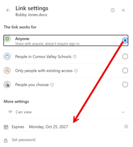 Link settings
