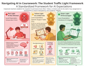 Traffic light framework graphic organizer using the red, amber, green columns to display text