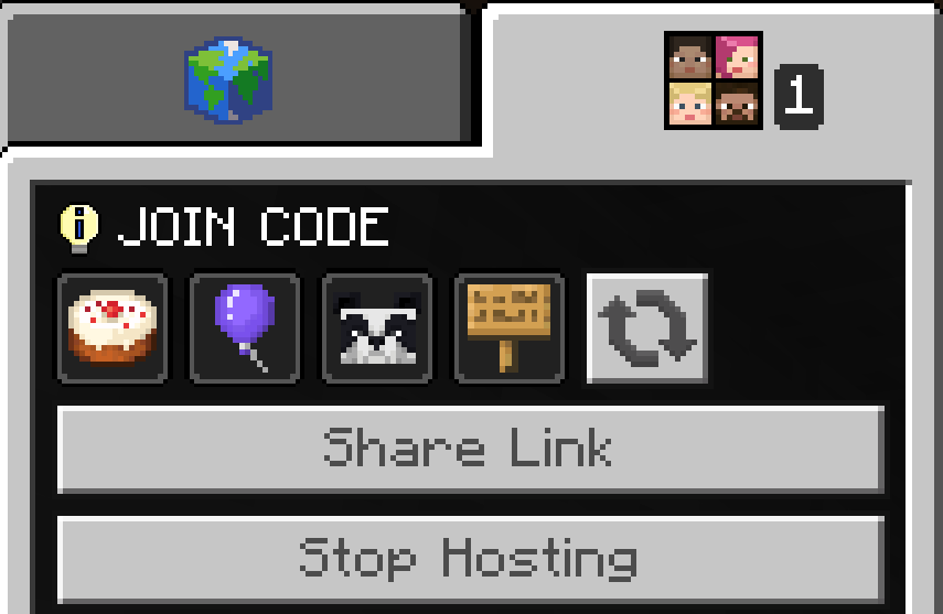 Join code donut, balloon, panda, sign.